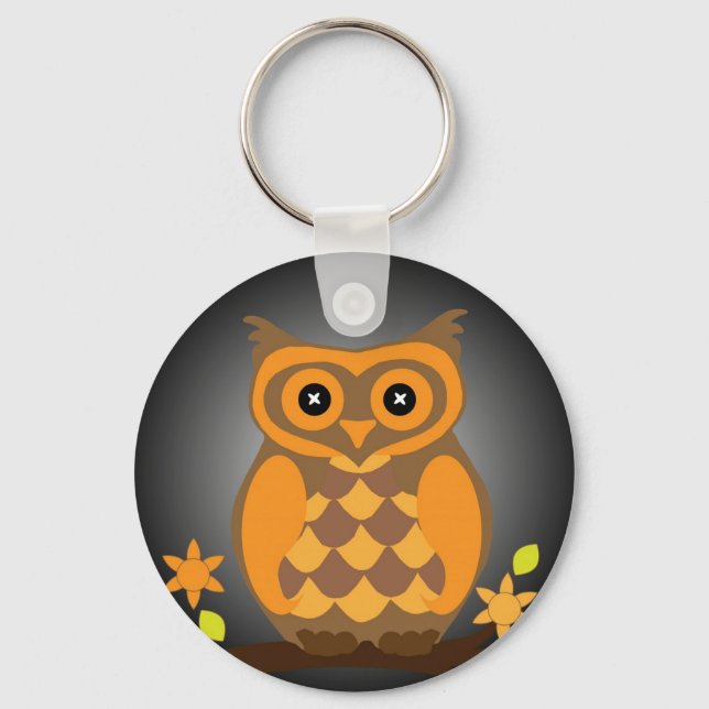 Llavero Keychain del botón Otoño del Naranja (Anverso)