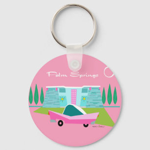 Llavero Keychain del botón Retro Pink Palm Springs