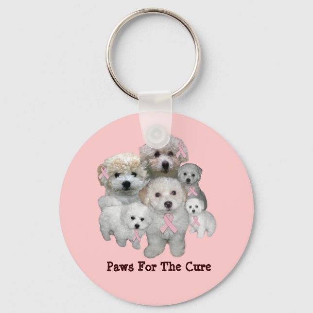 Llavero Keychain del cáncer de mama en Bichon (Anverso)