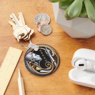 Llavero Keychain del círculo Metalizado del arte de la rei