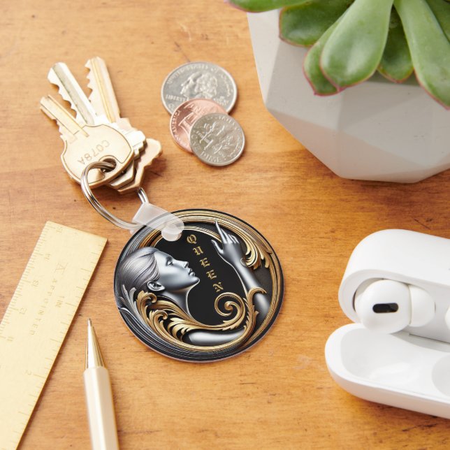 Llavero Keychain del círculo Metalizado del arte de la rei (Escritorio )