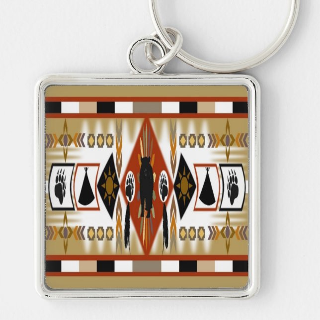 Llavero Keychain del Clan de Oso Nativo Estadounidense (Frente)