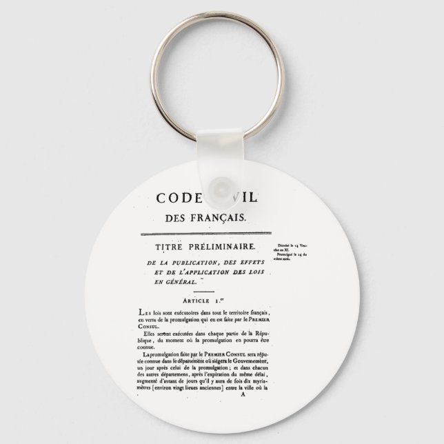 Llavero Keychain del Código Civil francés. (Anverso)