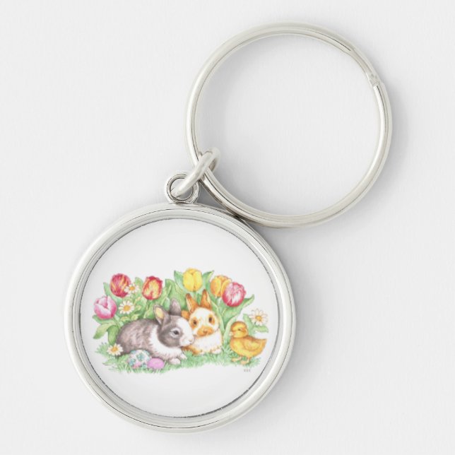 Llavero Keychain del conejo de Pascua de Primavera (Frente)