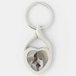 Llavero Keychain del corazón de los cisnes blancos