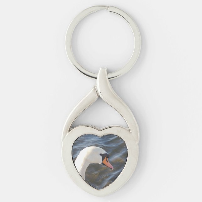 Llavero Keychain del corazón del cisne blanco (Anverso)
