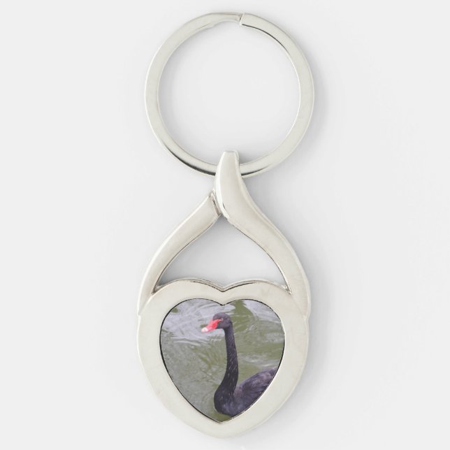 Llavero Keychain del corazón del cisne negro (Anverso)