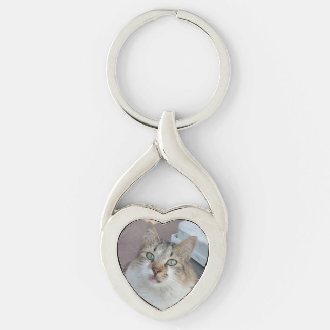 Llavero Keychain del corazón del gato (Anverso)