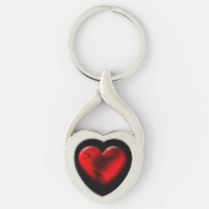 Llavero Keychain del corazón del Gótico rojo