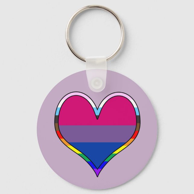 Llavero Keychain del corazón del Orgullo de Bi (Anverso)