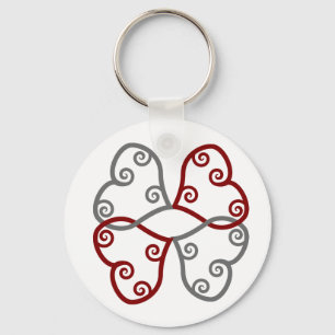 Llavero Keychain Del Corazón Maorí Rojo Y Plateado
