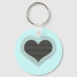 Llavero Keychain del corazón metálico, gris