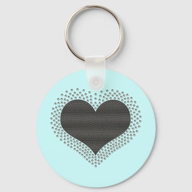 Llavero Keychain del corazón metálico, gris (Anverso)
