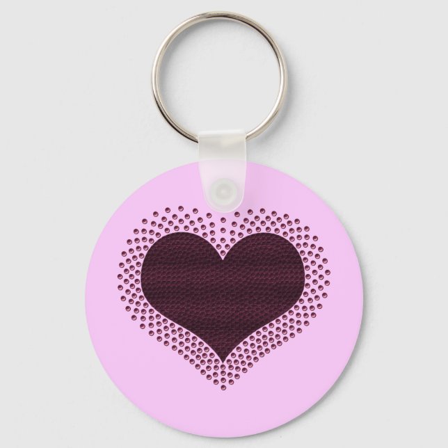 Llavero Keychain del corazón metálico, púrpura (Anverso)