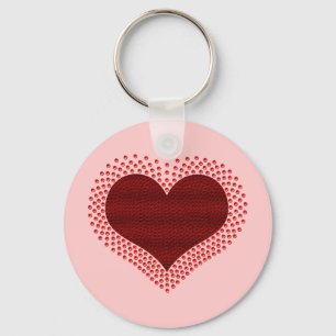 Llavero Keychain del corazón metálico, rojo