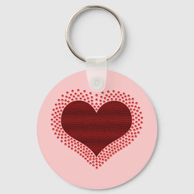 Llavero Keychain del corazón metálico, rojo (Anverso)