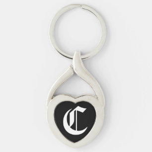 Llavero Keychain del corazón negro "C"