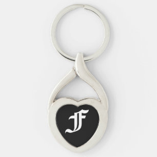 Llavero Keychain del corazón negro "F"