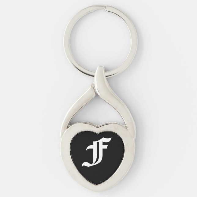 Llavero Keychain del corazón negro "F" (Anverso)