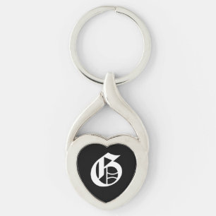 Llavero Keychain del corazón negro "G"