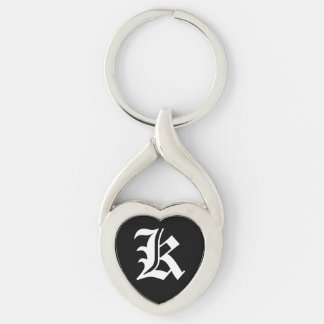 Llavero Keychain del corazón negro "K"