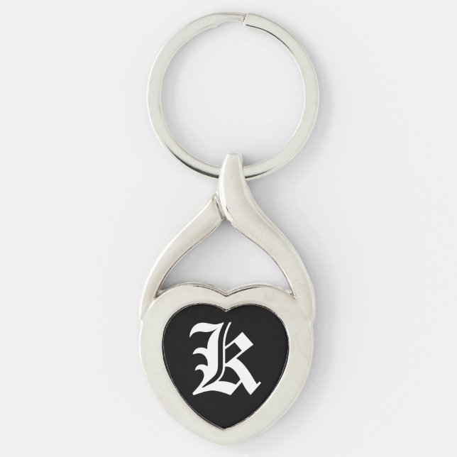 Llavero Keychain del corazón negro "K" (Anverso)