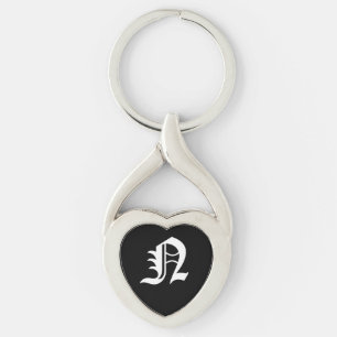 Llavero Keychain del corazón negro "N"