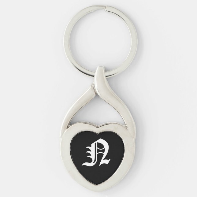 Llavero Keychain del corazón negro "N" (Anverso)