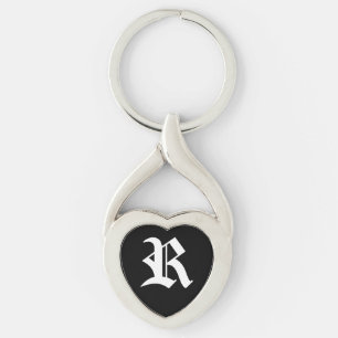 Llavero Keychain del corazón negro "R"