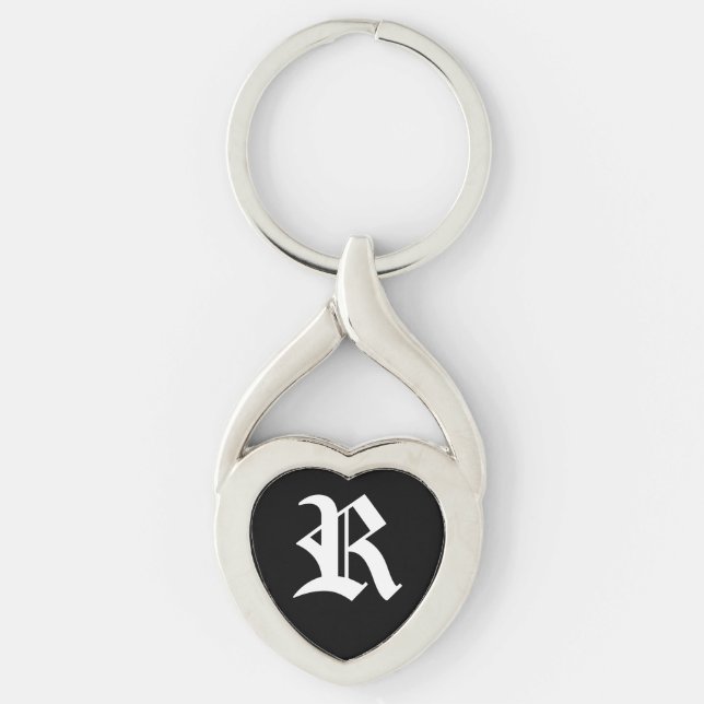 Llavero Keychain del corazón negro "R" (Anverso)