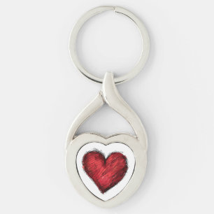 Llavero Keychain del corazón negro rojo