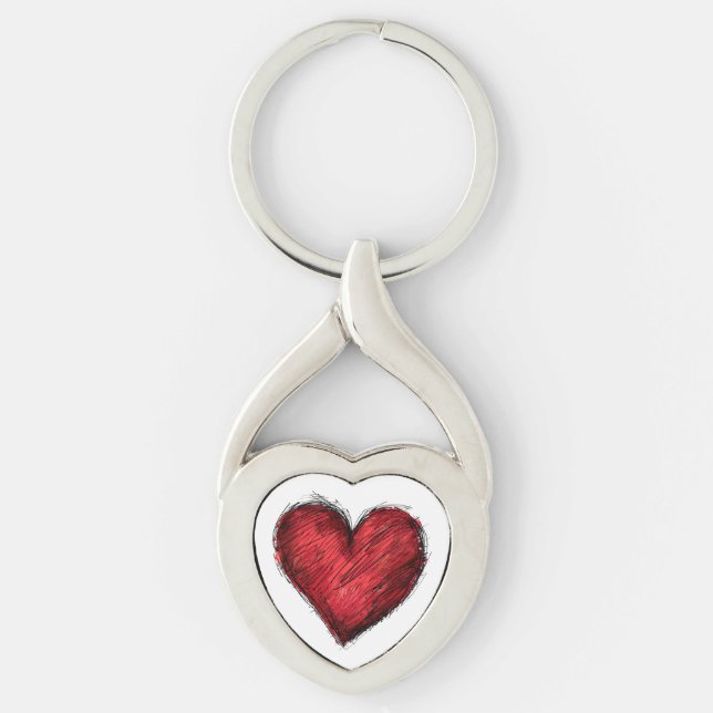 Llavero Keychain del corazón negro rojo (Anverso)