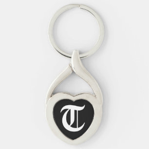 Llavero Keychain del corazón negro "T"