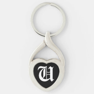 Llavero Keychain del corazón negro "U"
