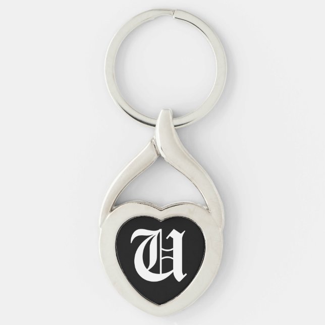 Llavero Keychain del corazón negro "U" (Anverso)