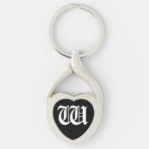 Llavero Keychain del corazón negro "W"