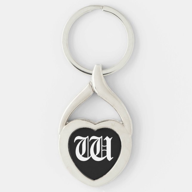 Llavero Keychain del corazón negro "W" (Anverso)