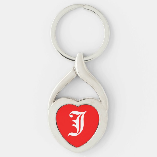 Llavero Keychain del corazón rojo "J" (Anverso)