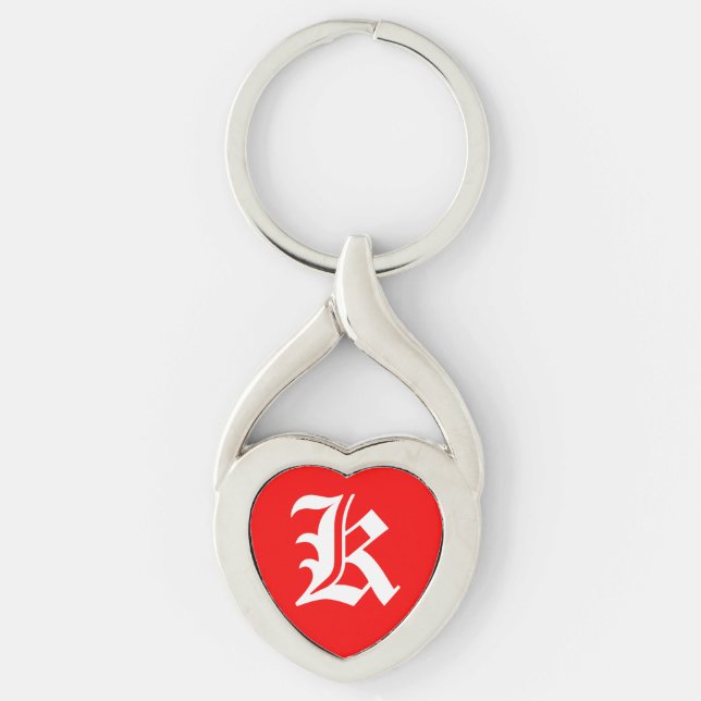 Llavero Keychain del corazón rojo "K" (Anverso)