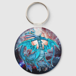 Llavero Keychain del Dragón Cósmico Turquesa