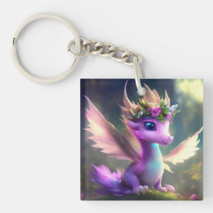 Llavero Keychain del dragón de hadas moradas