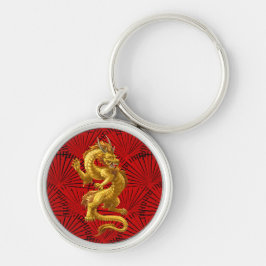 Llavero Keychain del Dragón de Oro chino