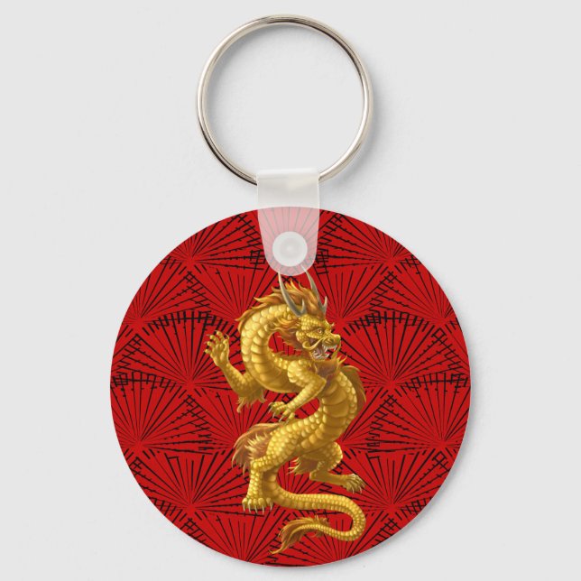 Llavero Keychain del Dragón de Oro chino (Anverso)