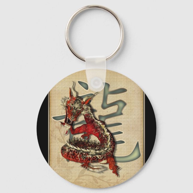 Llavero Keychain del Dragón Rojo Chino (Anverso)