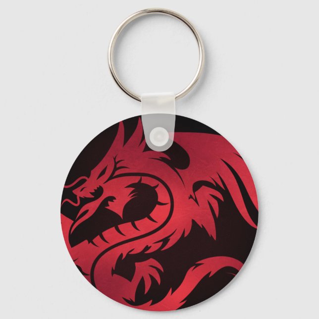 Llavero Keychain del Dragón Tribal Rojo (Anverso)