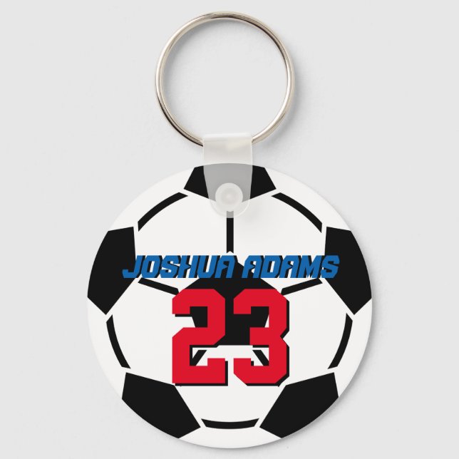 Llavero Keychain del equipo deportivo Black White Soccer (Anverso)