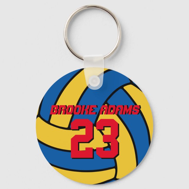 Llavero Keychain del equipo deportivo de voleibol amarillo (Anverso)