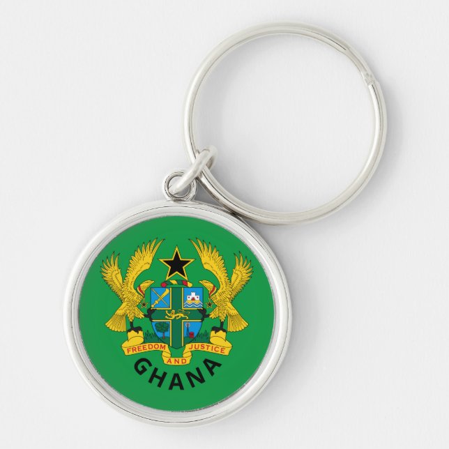 Llavero Keychain del escudo de armas de Ghana (Frente)