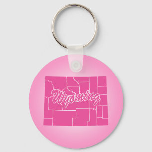 Llavero Keychain del estado rosado Wyoming
