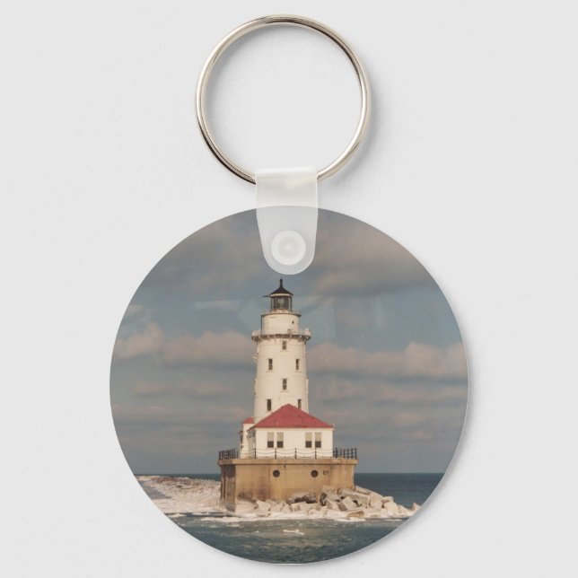 Llavero Keychain del faro del lago Michigan (Anverso)